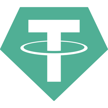 Tether (USDT) cryptocurrency logo featuring a white 'T' symbol inside a teal-colored hexagonal shape.