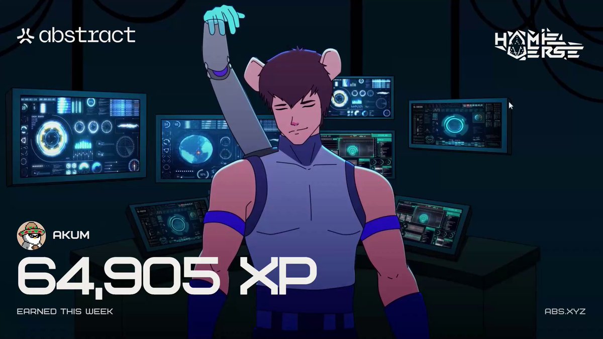 The image features a cartoon man with a mouse head wearing a blue shirt standing next to a computer monitor. The background of the image shows multiple monitors displaying different elements, including a logo for GMabs and text related to the post.