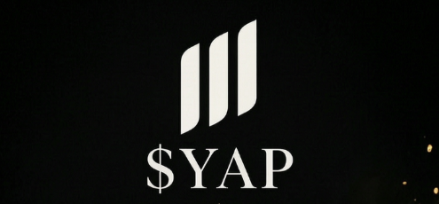 A logo with three vertical bars appears above the text '$YAP' on a black background.