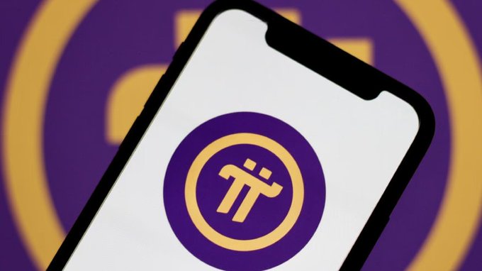 The image shows a phone with the Pi logo displayed on its screen. The Pi symbol is a circle containing the number "3" inside of it. The background of the image features a yellow circle, which could be interpreted as a logo or a design element related to the mainnet network. The caption below the image provides information about an upcoming upgrade for the mainnet network and suggests that all nodes should complete the upgrade by June 18 in order to stay connected.