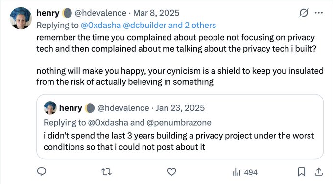 The image shows two people's names posted on Twitter with a message about privacy concerns related to a project they are working on together. The text includes mentions of "Oxdasha" and "Panumbranza", which could be related to the project or the individuals involved in it. The post seems to be discussing the importance of privacy, as well as expressing frustration with someone who has posted about their project without considering the privacy implications.