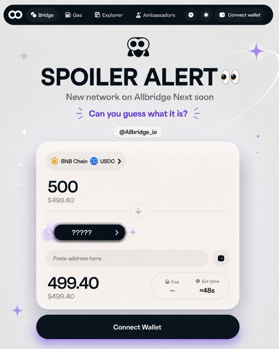 The image is a screenshot of a website that has an alert for spoiler status. The alert indicates that there are spoiler elements visible, which means the content shown here may contain spoilers or sensitive information about a movie or book. There is a post on this site where someone has referred to spoiler alerts, and another spoiler alert was mentioned in response to that post. The image also includes text related to an Allbridge token exchange and a user's account on the network. The message indicates that there are connections available for new users, but the exact details or destination remain unclear from the screenshot alone.