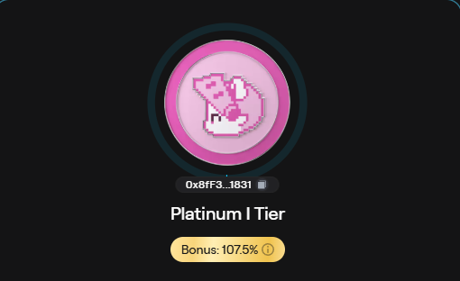 The image is a screenshot of a screen with a pink circle that says "PLATINUM I Tier" and features a cartoon illustration of a cat wearing a hat. The text below the graphic provides information about a new gaming experience, specifically related to a video game called "Minecraft". The post appears to be promoting this game for free, as it mentions a "bonus" worth "$1075RK".