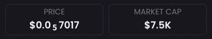 The image displays two financial metrics: a PRICE of $0.0₅7017 (equivalent to 0.000007017) and a MARKET CAP of $7.5K, indicating an extremely low-value, micro-cap cryptocurrency. In the context of the post offering $15 for engagement ("drop wallets for sol"), the image likely serves as proof of the token's negligible valuation to promote a giveaway or airdrop soliciting wallet addresses.