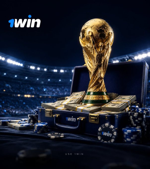 The image features a gold trophy with stacks of money sitting atop it. The text "1 WIN" can be seen at the bottom left corner of the image. This suggests that the image might be related to a casino or a gambling theme, as the presence of the trophy and money indicates a connection to winning in a game or casino setting.