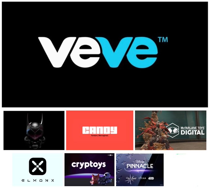 urn of a blue batman character, pink and purple robot, and black and white robot are displayed on a black background with the word "VIVE" above them.