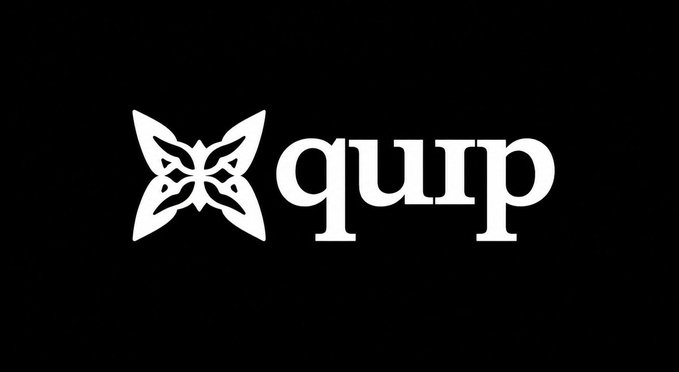 A white butterfly-shaped logo next to the word 'qup' displayed on a black background.