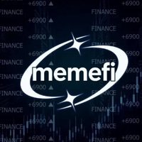 The image displays the "memefi" logo on a dark background overlaid with stock-style candlestick charts and numerical values (+6900) alongside repeated "FINANCE" text. It visually reinforces the post's claim about MEMEFI embedding financial functions into meme coins, with the chart imagery symbolizing the project's fusion of finance and meme culture.