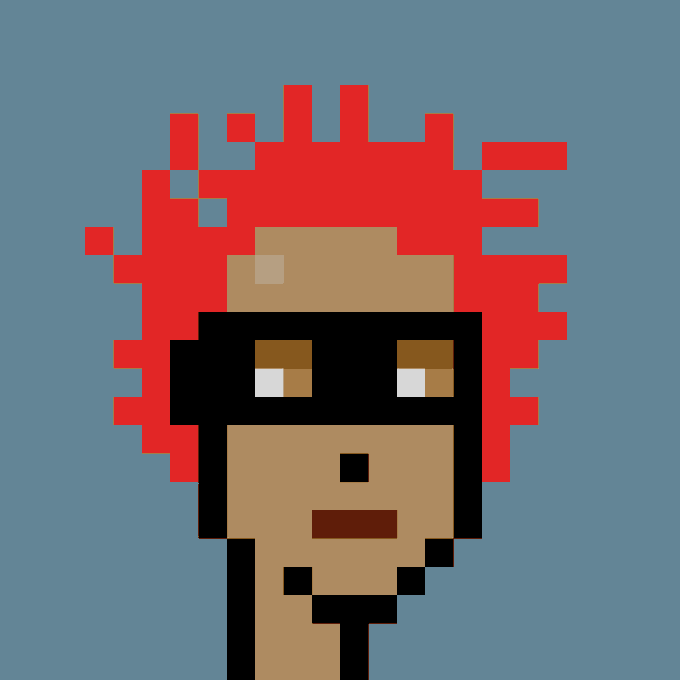 A pixel-art CryptoPunk character with spiky red hair, a black eye mask, and brown eyes appears on a gray background, representing Punk #4779 which was sold for 34.93 ETH ($67,714 USD) between the addresses 0xaf96...3e4a and 0x44ac...4a1b.