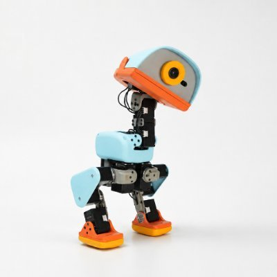 A small blue, orange, and yellow toy robot with a single yellow eye stands in a walking pose against a white background. The robotic figure visually reinforces the post's playful reference to "Bull Lai," appearing as a cute mechanical mascot representing the rising market momentum.