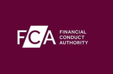 A maroon logo banner for the Financial Conduct Authority (FCA) featuring the acronym "FCA" in bold white letters.