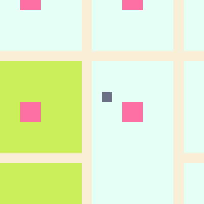 The image features a grid of squares, each containing a small pink square with a black dot inside. The squares are arranged in rows and columns, creating a pattern that repeats throughout the image. The background color of the squares is green, providing a contrast to the pink dots within them. The post includes information about an item for sale at the Arctic Plot, which appears to be a type of digital art or design software.