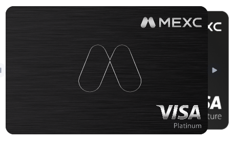 Two black MEXC Visa Platinum cards are displayed, featuring the MEXC logo and stylized "M" design, representing the newly launched U Card being discussed for users in the Philippines.