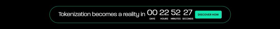 A digital countdown timer with the text "Tokenization becomes a reality in 00 22 52 27 DAYS HOURS MINUTES SECONDS" alongside a green "DISCOVER HOW" button, highlighting the upcoming DTCC event tied to the post's anticipation around tokenization and cryptocurrencies $SHx, $XLM, and $XR