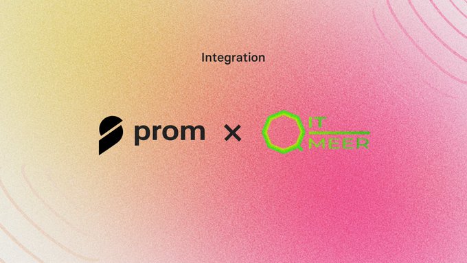 A promotional graphic announces an integration between "prom" and another brand featuring a green logo that reads "OT CHEER".