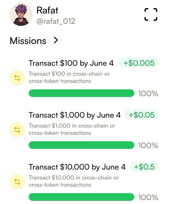 The image displays a list of achievements on Twitter for someone named Rafaio, who has recently completed his ten thousand dollar volume. There are three lists detailing different aspects of this accomplishment such as transactions, user ratings, and the number of retweets or followers gained from these transactions. The post also highlights how this achievement was made in a new move called "@moovexyz". This achievement is part of the "missions" section on Rafaio's Twitter account where he has been consistently posting successful trades using various strategies and techniques.