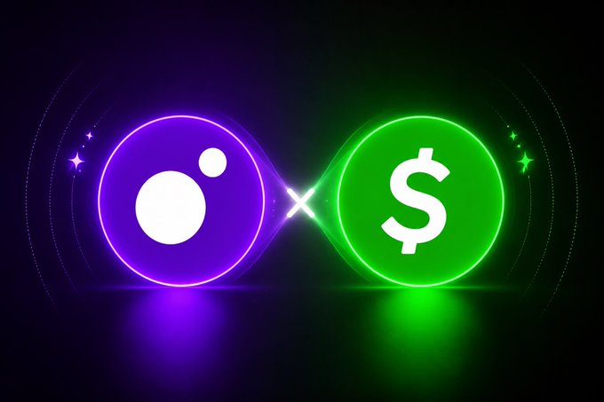 A neon-style graphic with a purple circle containing a white icon connected by an 'x' to a green circle containing a white dollar sign, set against a black background.