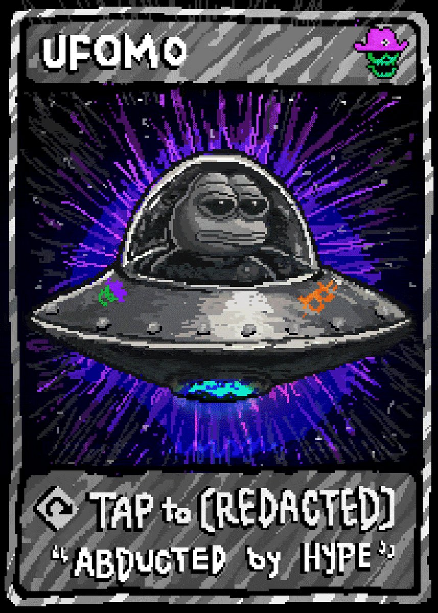 The image features a graphic representation of an alien creature from another planet, specifically an Upshipo (a fictional species that resembles a frog). The Upshipo has its head inside an ufo spaceship with two windows and a purple dome as part of its interior design. The art style is reminiscent of the popular video game "Trap to Redacted", in which characters are portrayed with speech bubbles displaying text. In this case, there's a label attached to the Upshipo spaceship that says "TAP TO REDACTED! ABducted by Hype".