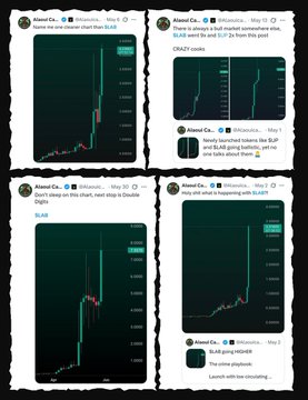 The image depicts four different stock charts displayed on a black background using various colors (blue, green, red, orange) for each chart. There are descriptions of the charts and text overlayed across them, providing context to understand the stock market trends better. The caption in the bottom right corner reads "Easiest multipliers on LAB anyone could ever made ICO buyers who aped with me in 2025 up over 500X, with vesting yet to be unlocked Never fade me". This post is likely discussing and comparing different stocks or cryptocurrencies as depicted in the charts.