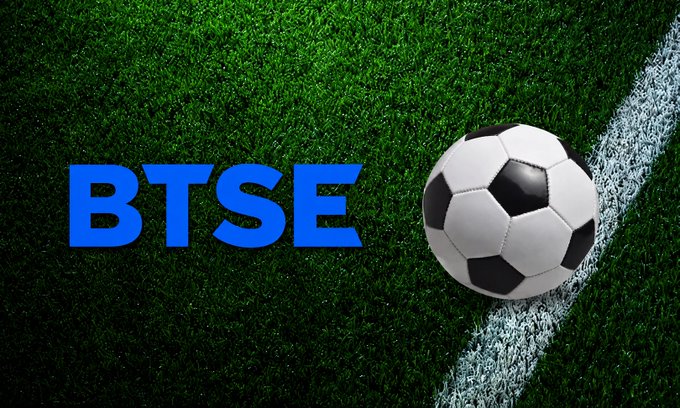 The image features a soccer ball with black and white colors placed next to a white line that has blue letters, reading "btse" on it. The background of the image appears to be grass or green turf, suggesting that this might be an advertisement related to a soccer event or competition. The text in the image indicates that a stage 1/3 group is currently breaking records at BTSE's World Cup, and the leaderboard is heating up with trade spots or futures. Participants are fighting for their spot on the Top 32 of the leaderboard. Cash rewards, bonus vipUSDT, and Final tickets are also available. The image is relevant to the post that focuses on the stage 1/3 group at BTSE, as it is a part of the competition or event they are participating in.