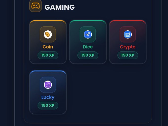 The focus of this image is a user interface that displays five different cryptocurrency wallet icons, each showcasing various game options within the gaming app. These game options include coins, dice, crypto, and other interactive gameplay features. The purpose of these icons is to showcase the diverse game choices available in the app for players to engage with.