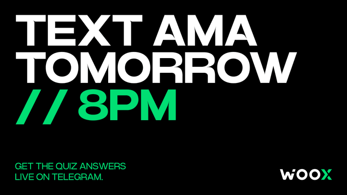 The image features a poster with black text that reads "Text Ama Tomorrow" at the top, followed by "8:00 PM" below it. Below this, there are two lines of green text that say "Get the Quiz Answers Live on Telegram". The poster also includes a link to a website called "wooox", which is likely related to the quiz or discussion taking place in the image.