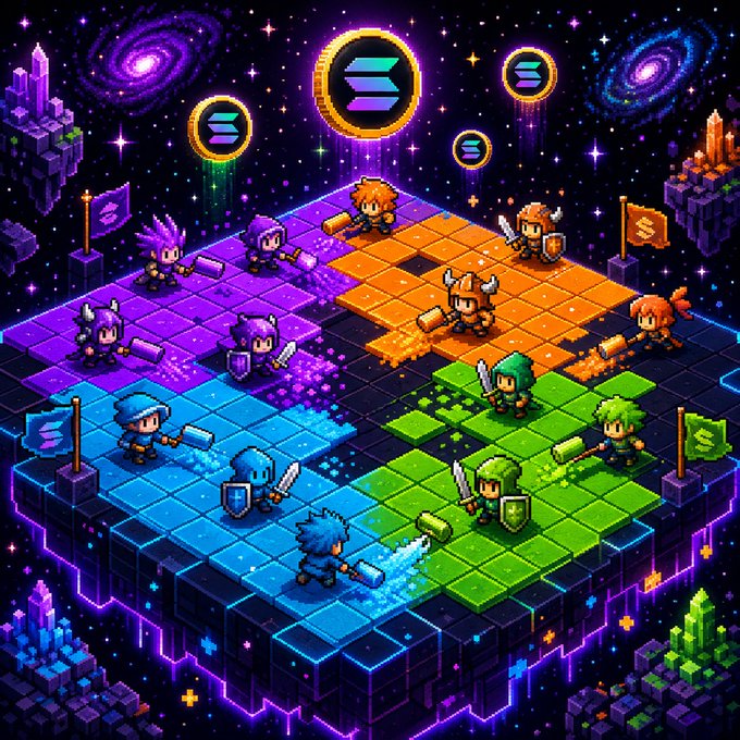 The image features a digital art piece that depicts a group of people playing a video game, specifically a pixel-based game called NIANEZ. The players are using various colored swords and shields to defend their territories against an opponent who is also armed with similar weapons. The game is designed in such a way that the players must strategically use their resources to outmaneuver their opponents and claim victory.

The post explains how the game works, stating that it's a pixel-based game where players paint a single pixel on the canvas while defending their territory against an opponent who also paints a pixel. The objective is to win by holding your ground, winning SOL No token, or simply claiming your spot before the canvas expands further.

The post also mentions that Season 1 of NIANEZ is live and that the canvas is expanding, which means new players can join in on the fun as more people claim their spots within the game.