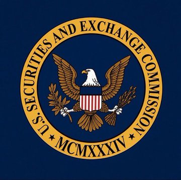 The image displays the official seal of the U.S. Securities and Exchange Commission (SEC), featuring an eagle with a shield, laurel branches, and the Roman numerals "MCMXXXIV" (1934). The seal directly ties to the post's message about the SEC's regulatory efforts impacting crypto markets, with the agency's branding symbolizing its authority over the clarity claims and price predictions mentioned for Bitcoin, Ethereum, and altcoins.