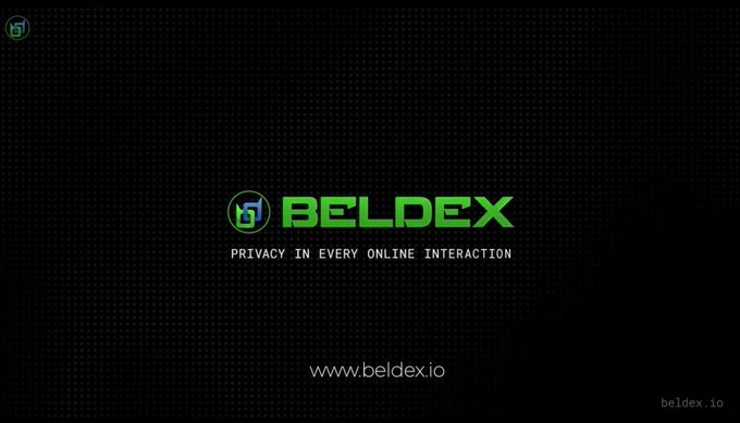 A logo screen for 'BELDEX' displays the tagline 'PRIVACY IN EVERY ONLINE INTERACTION' and the website www.beldex.io on a dark background.