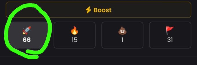A screenshot of a 'Boost' menu showing four options with counts; the first option, a rocket icon with the number 66, is circled in green.