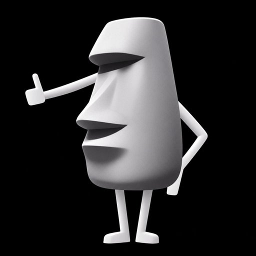 A 3D rendered white abstract character with a wide-mouthed face stands against a black background, giving a thumbs-up gesture.