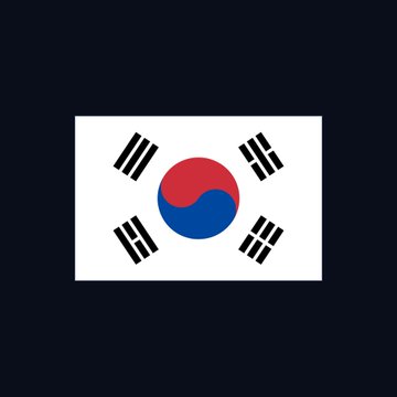 The image shows the South Korean flag (Taegukgi) featuring its central red-and-blue taeguk symbol surrounded by four black trigrams on a white background. It accompanies news about South Korea's cryptocurrency industry pushing for stablecoin liquidity regulations following extreme price spikes of foreign stablecoins like EURC on local exchanges like Bithumb.