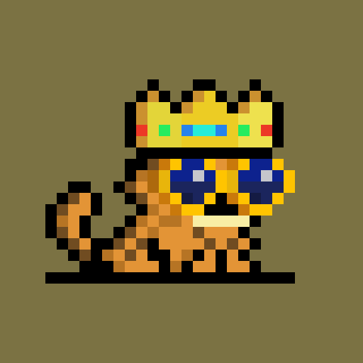 The image features a cartoon cat wearing a crown, sunglasses, and glasses. It appears to be sitting or standing against a brown background with a green border. The caption reads "Hyperliquid this. Hyperliquid that. Tiny Hyper Cats are the first NFT on Hyperliquid." which is related to the image of the cat in the center.
