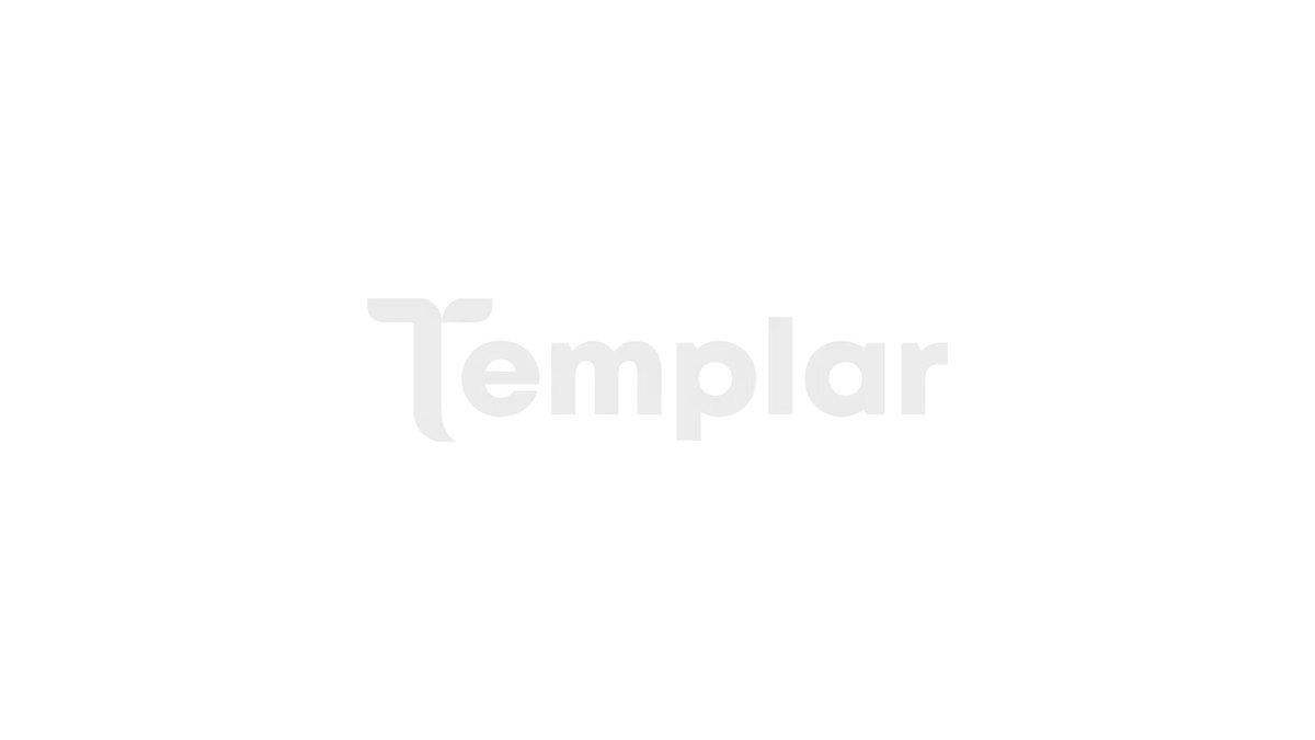 The image shows a white square with black text that says "Templar" written in capital letters, positioned centrally within the frame. The background of the image is a light brown color.