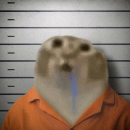 A blurry cat in an orange prison jumpsuit is shown in a mugshot against a height chart backdrop. The image humorously illustrates the "CT kols finding out actions have consequences" caption by depicting the cat as an inmate facing the repercussions of their poor choices.