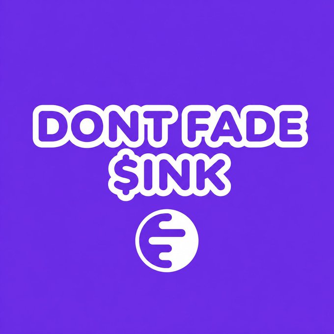 Purple graphic with white bubble-letter text 'DONT FADE $INK' and the Enjin coin logo below.