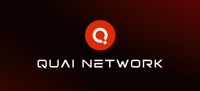 The QUAI NETWORK logo featuring a red circular emblem with a stylized 'Q' on a dark red honeycomb-patterned background.