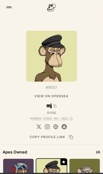 The image shows a screenshot of an app called "OG BAYC", which appears to be related to the game "Minecraft". There are two posts displayed, one with a cartoon monkey wearing a hat and another featuring a cartoon monkey as well. The caption for the first post reads "Proof of OG BAYC" while the caption for the second post is "Minecraft".