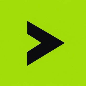 A minimalist logo featuring a black chevron/arrow design on a bright lime green background.