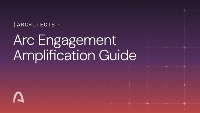 The image shows a purple background with white text that reads "Arc Engagement Amplification Guide" written in black letters. The text is centered, making it easy to read. The image also contains a small logo of an arrow pointing towards the word "arc".