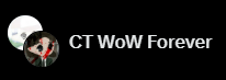 A black banner with a logo featuring a dog's face and the text 'CT WoW Forever'.