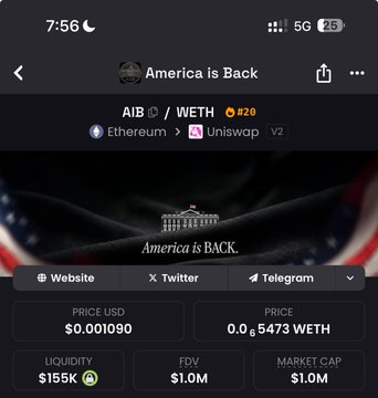 The image shows a webpage with the title "America Is Back" displayed prominently above an advertisement for Bitcoin. The advertisement offers a deal for $AIB at prices of $1.1M mcap, which seems like an incredible steal compared to other Bitcoin deals available on this website. In addition to the Bitcoin offer, the post also features information about Etherium and how it's related to Bitcoin. However, the majority of the focus in the image is on the advertisement for Bitcoin, with little attention given to the other offerings from the site.