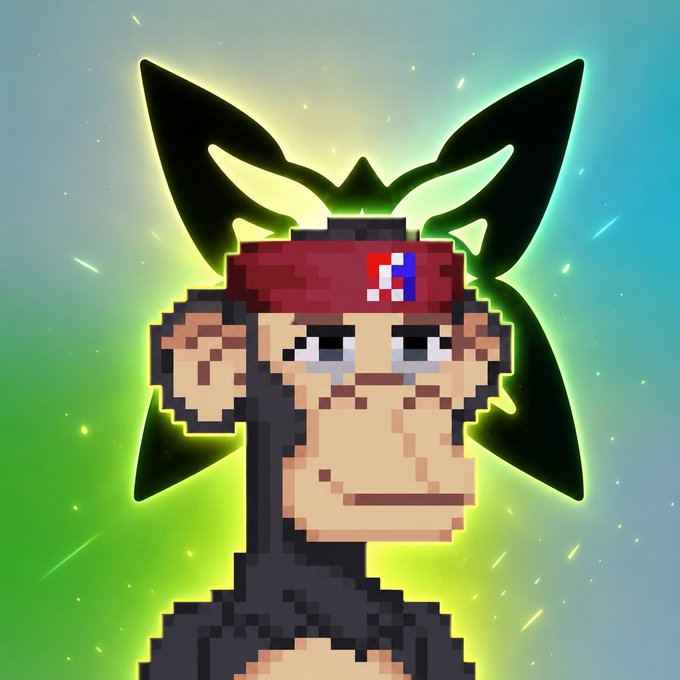 A pixel-art monkey wearing a red cap with the letters "FX" stands against a glowing green background, with a butterfly-shaped silhouette behind it. The image plays on the "quip" branding in the post, using the monkey imagery as a playful visual representation tied to the crypto/quip network discussion.