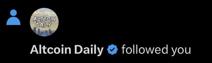 A Twitter notification shows that the verified "Altcoin Daily" account has followed the user, reinforcing the reciprocal message of "You support me. I support you!" by demonstrating mutual support within the crypto community.