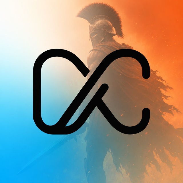 A stylized logo featuring interlocking "CC" or "XC" letters overlaid on a Spartan warrior silhouette against a blue and orange gradient background.