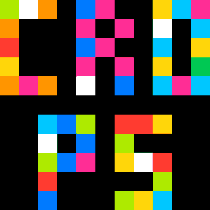A pixel art design of the word "CHAI AI" with the letters outlined in colorful blocks on a black background.