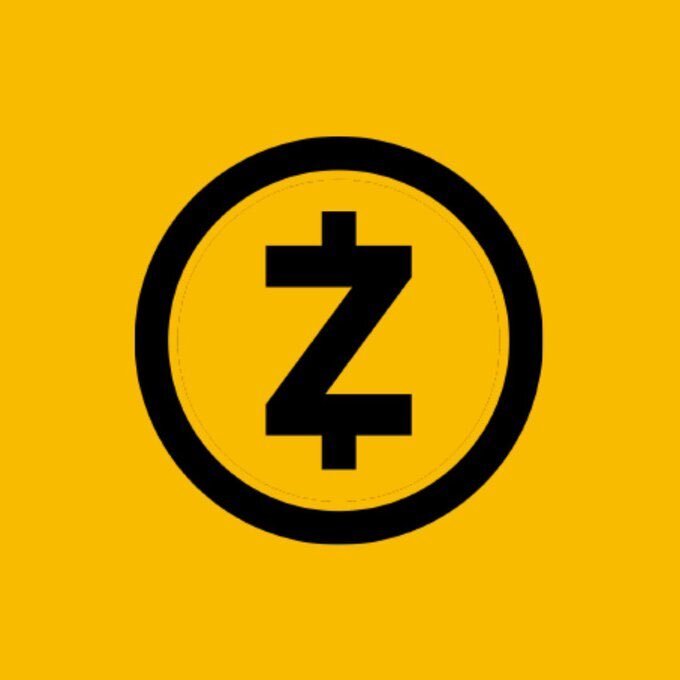 A yellow background featuring the black Zcash (ZEC) cryptocurrency logo—a stylized 'Z' inside a circle.