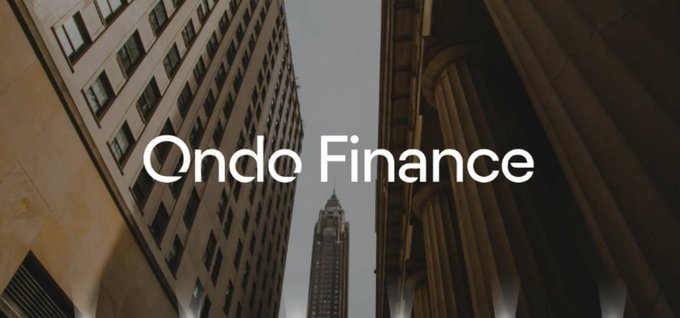 Title card reading "Ondo Finance" displayed over an image of tall city buildings.