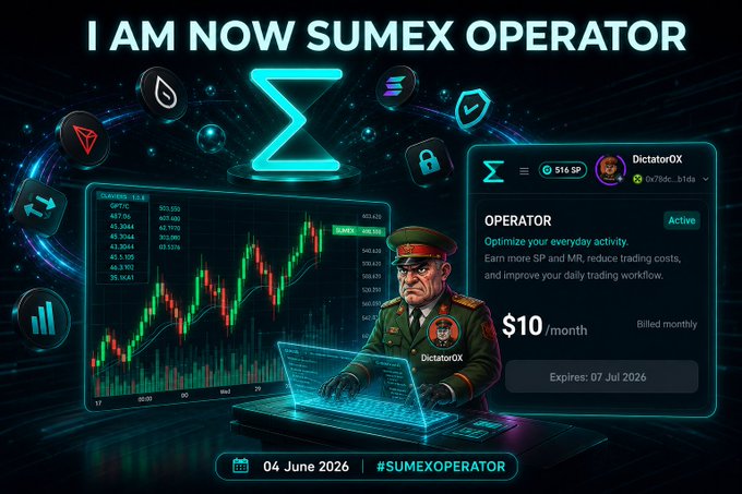The image features a man wearing a military uniform working at a desk with a laptop. He appears to be a Sumex operator who just activated his operator plan for only $10 per month, aiming to optimize his daily work activities and earning potential using Sigma Points (SP). This operator's plan is designed specifically for early farmers looking to improve their daily work efficiency while also benefiting from the 2x speed offered by Sigma Points. The post highlights the Sumex operator plan's features and benefits in a captivating manner that stands out against a black background with white text.