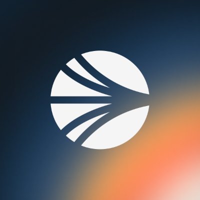 A stylized white circular logo with intersecting curved lines is set against a gradient background of dark navy fading into warm orange tones. The abstract design complements the post's message about "$SONIC" being poised for a second wave of upward momentum.